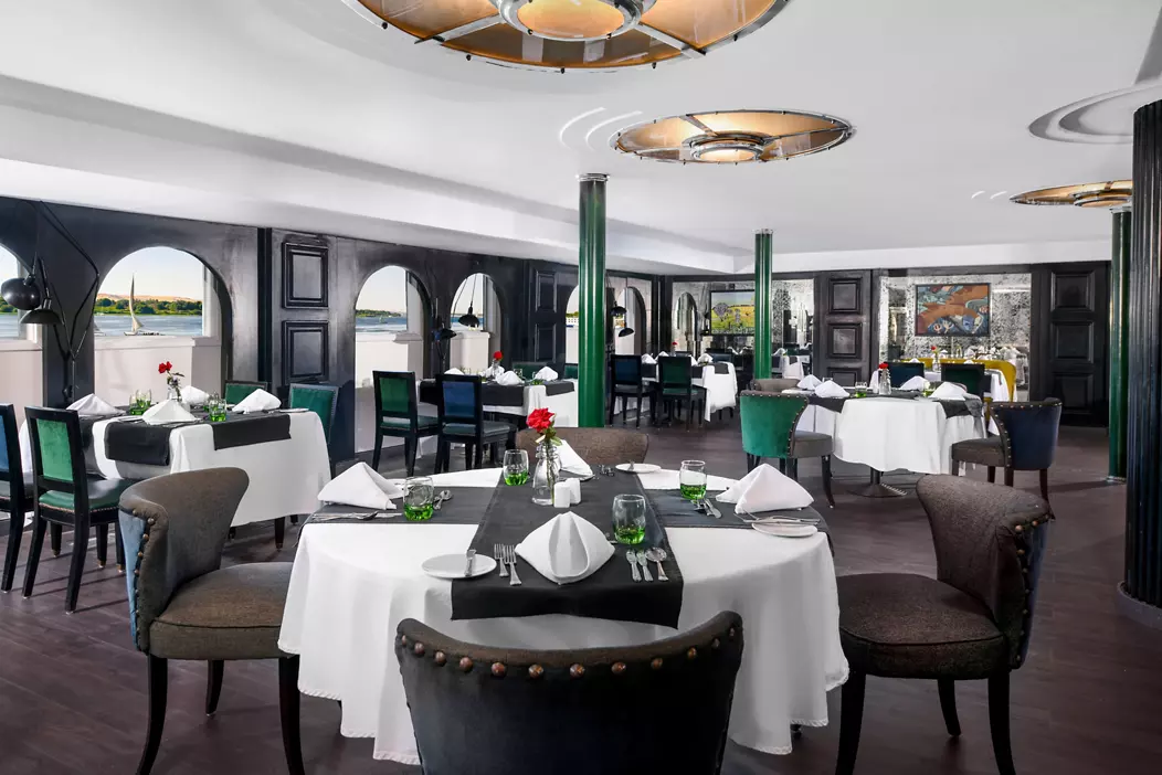 Restaurant aboard the MS Mövenpick Hamees Nile cruise